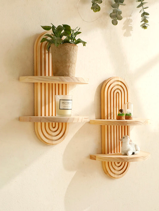Geometric Wooden Wall Shelf