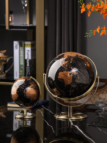 Rotating Metal World Globe Sculpture