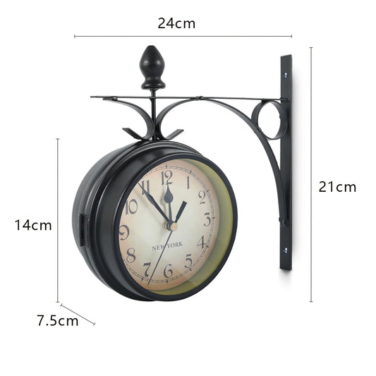 Vintage Double-Sided Station Wall Clock