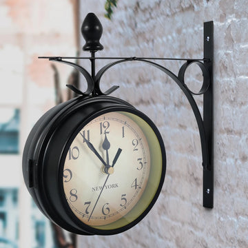 Vintage Double-Sided Station Wall Clock