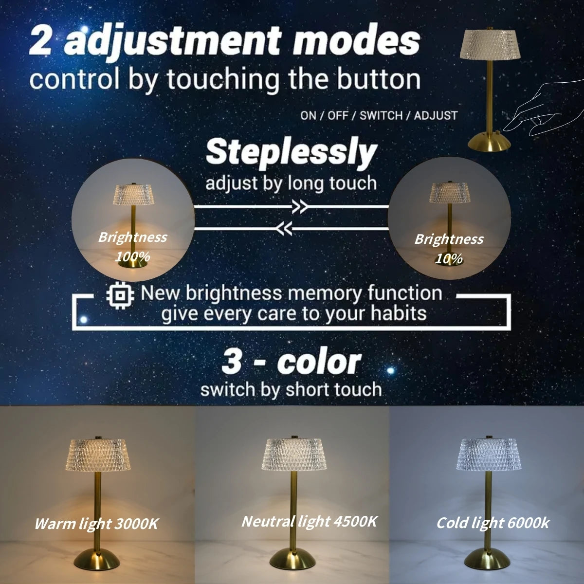 Lunelle Crystal Touch Lamp