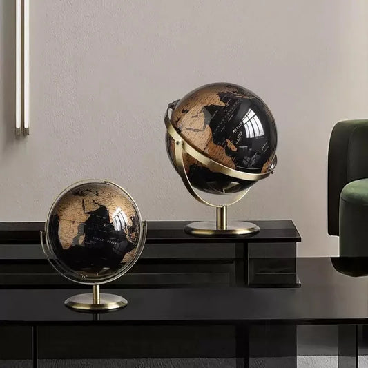 Rotating Metal World Globe Sculpture